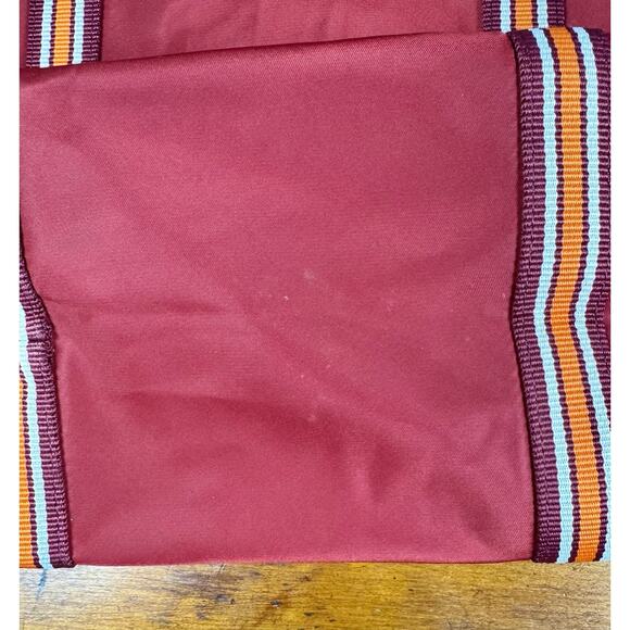 Lacoste Nylon Tote Bag Red Striped Webbed Straps Logo Shoulder Travel 16 X 11.5 - Picture 9 of 16